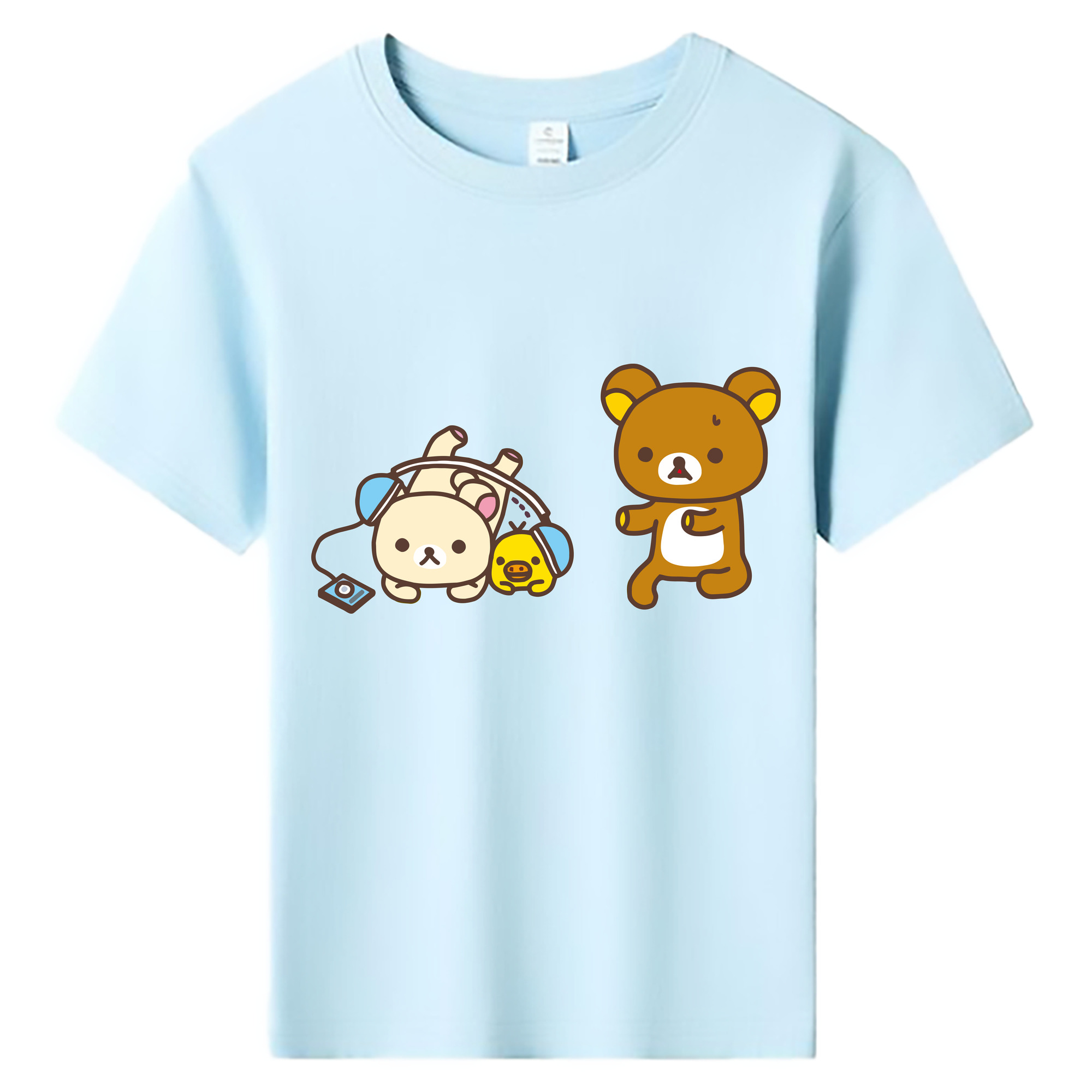 （画像用） リラックマ リラックマ キイロイトリ Rilakkuma Korilakkuma Kiiroitori 綿100％キッズTシャツ（フロントプリント）